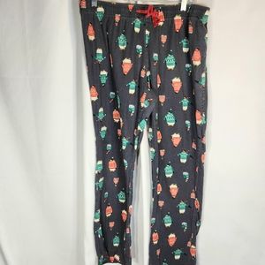 Old Navy Grey Penguin Draw String Elastic Waist Holiday Pajama Bottoms Medium